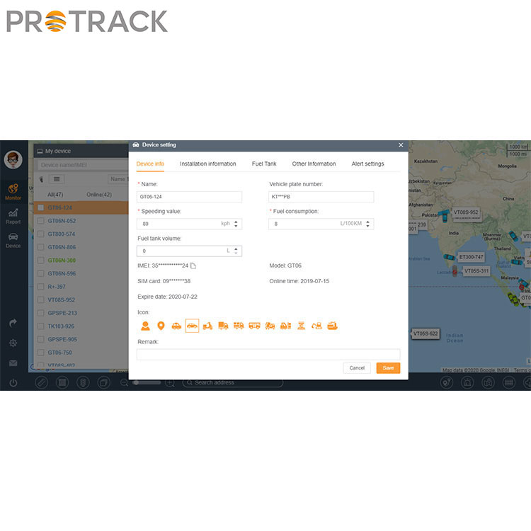 Sistema ng Pagsubaybay sa Sasakyan Para sa Tracker ng Sasakyan